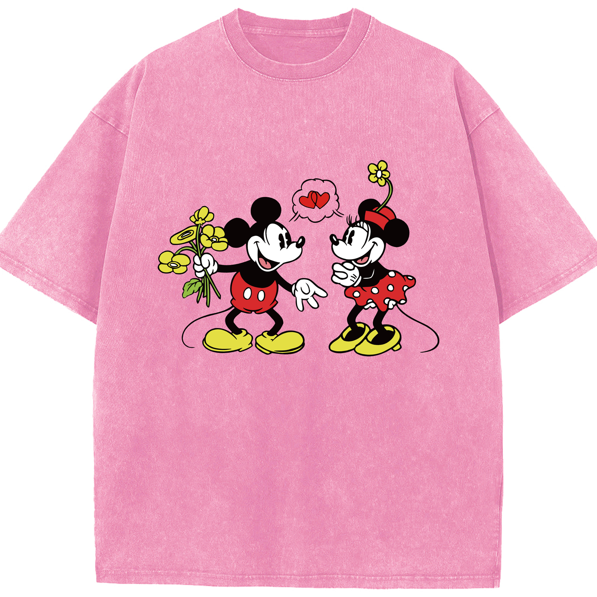 （画像用） ミッキーマウス Mickey Mouse 綿100% ヴィンテージ風 半袖Tシャツ（フロントプリント）